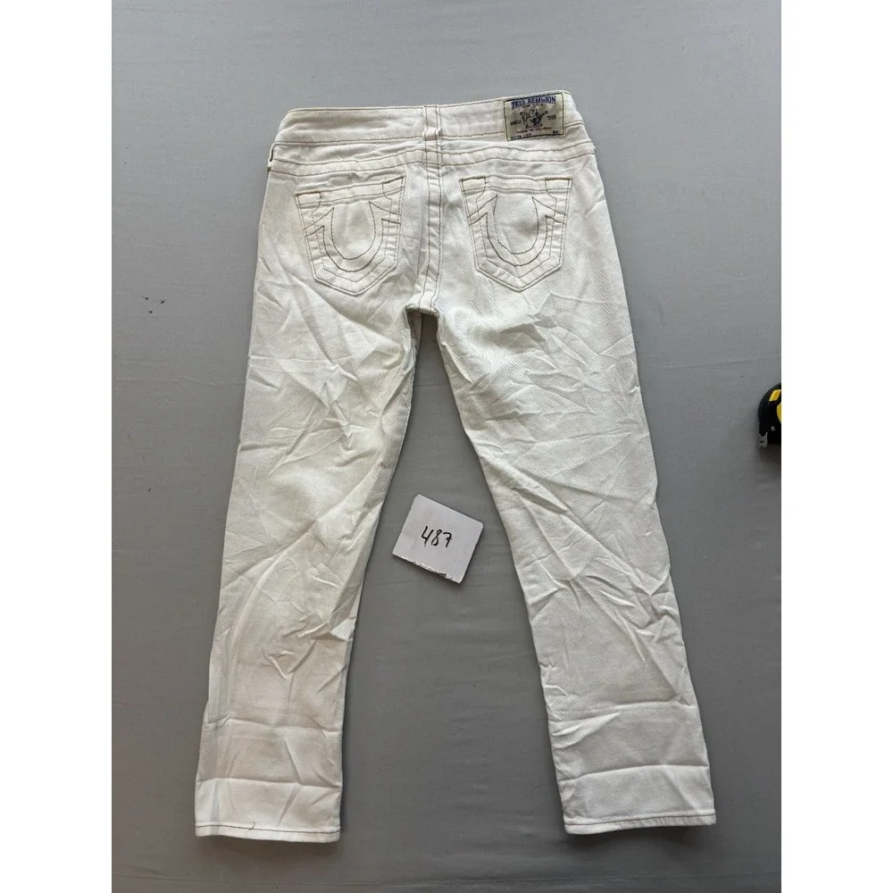 Vintage True Religion Women's Size 26 White Cropped Jeans Made in USA